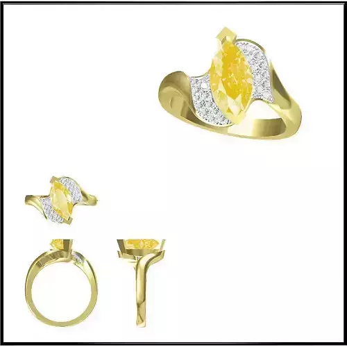 JCD Format Simple color stone rings cad cam jewelry