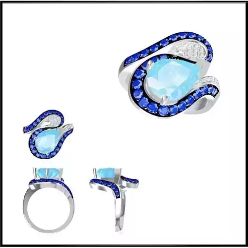 JCD Format Simple color stone rings autodesk jewelry design