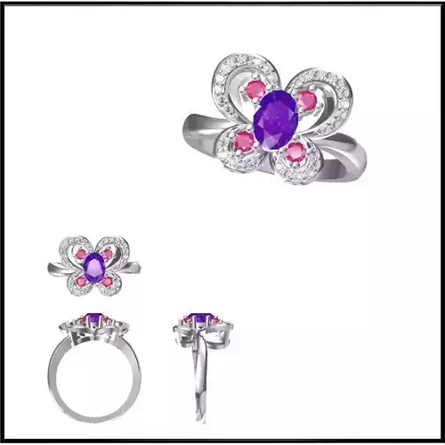 JCD Format Simple color stone rings 3dm jewelry