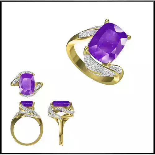 JCD Format Simple color stone rings 3design price