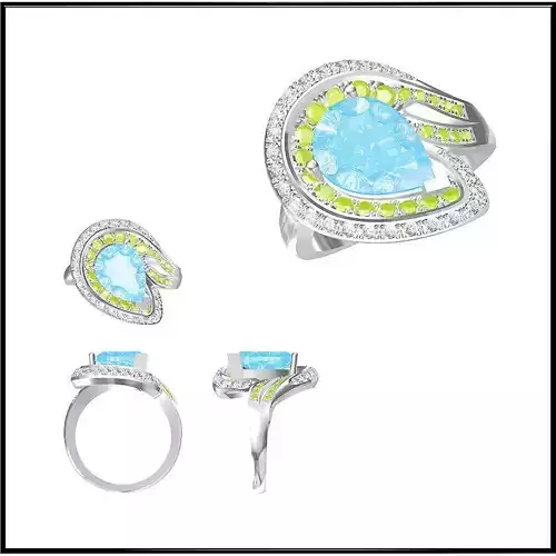 JCD Format Simple color stone rings 3d jewelry files for sale