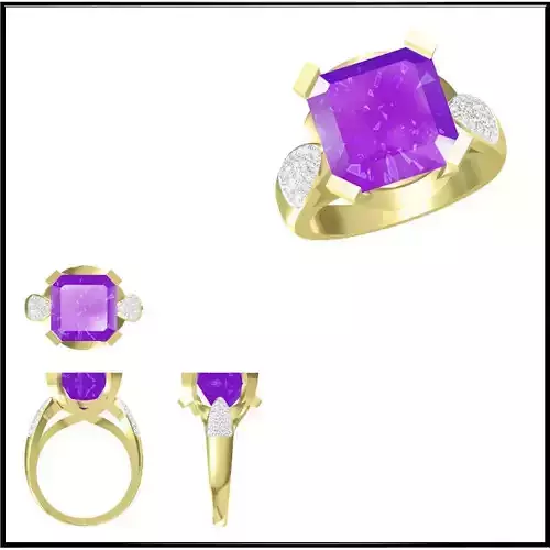 JCD Format Simple color stone rings 3d cad jewelry design