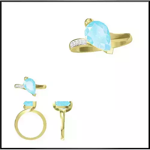 JCD Format Moissanite color stone rings jewelry cad