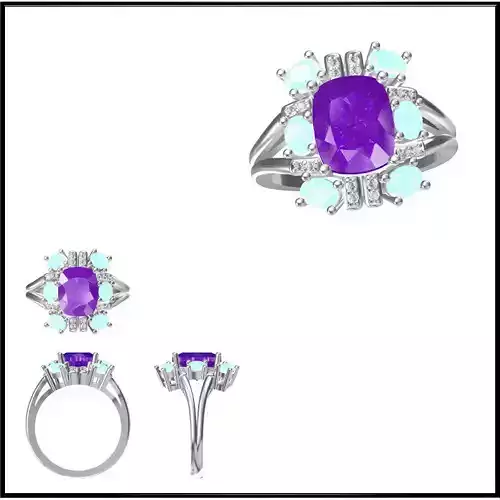 JCD Format Moissanite color stone rings cad cam jewelry