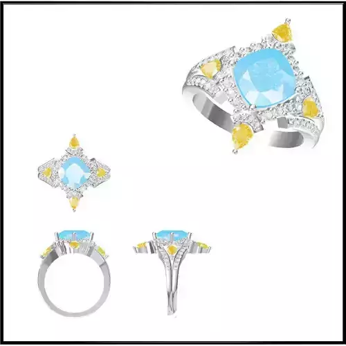 JCD Format Moissanite color stone rings autocad jewelry
