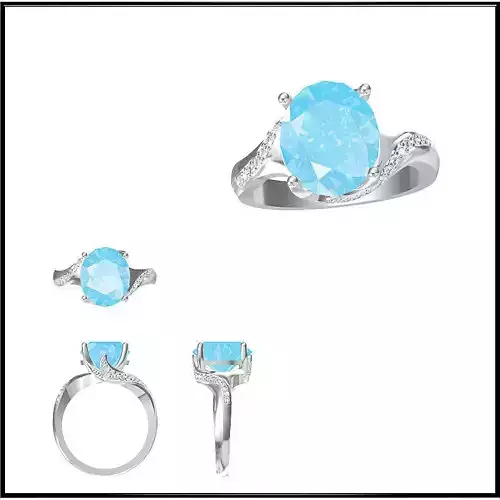 JCD Format Gold color stone ring rhinoceros 3d jewelry design