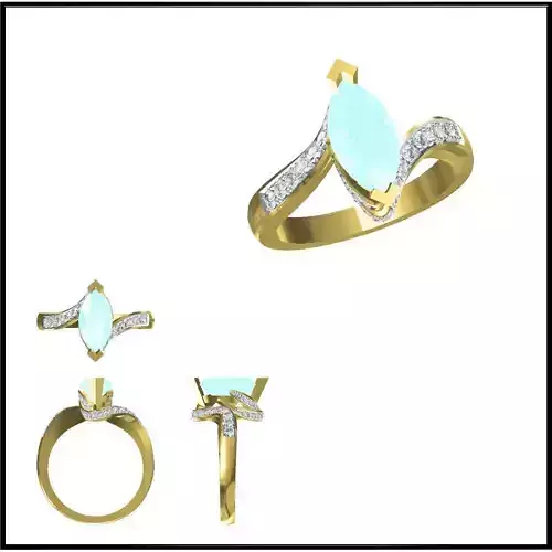 JCD Format Gold color stone ring jewelry cad institute