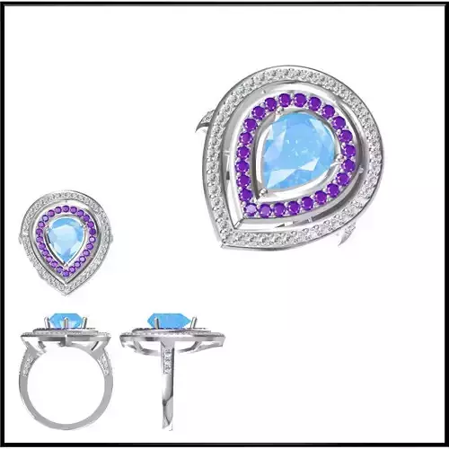 JCD Format Gold color stone ring jewellery 3dm files