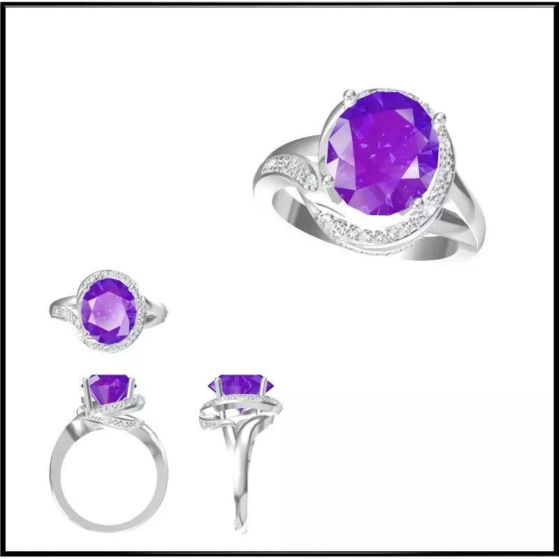 JCD Format Gold color stone ring cad color stone ring 3D print model