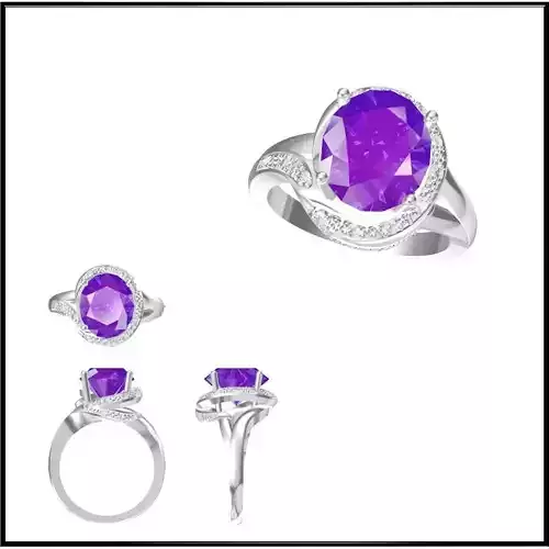 JCD Format Gold color stone ring cad color stone ring