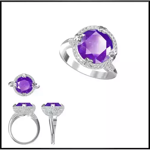 JCD Format Gold color stone ring cad cam jewelry design