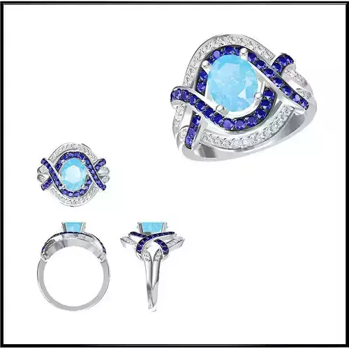 JCD Format Gold color stone ring cad cam jewelry