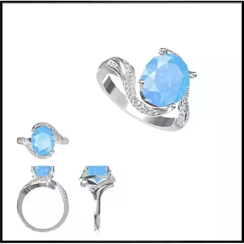 JCD Format Gold color stone ring autodesk jewelry design