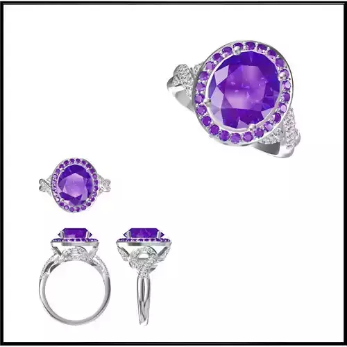 JCD Format Gold color stone ring autocad jewelry