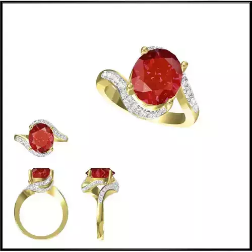 JCD Format Gold color stone ring 3d jewelry files for sale