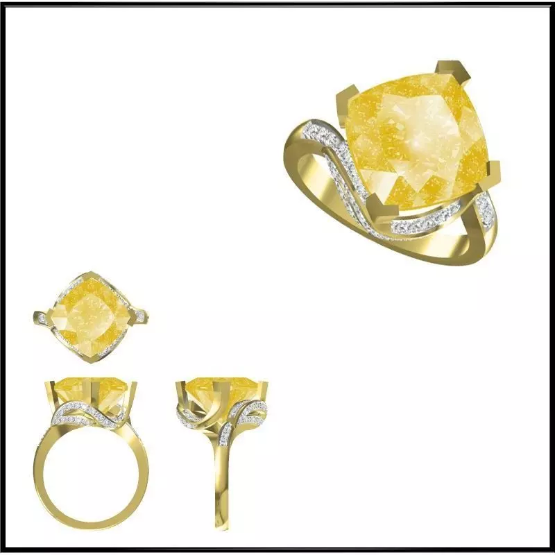 JCD Format Gold color stone ring 3d jewellery design course 3D print model