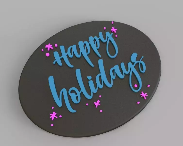 Holiday Greetings Plate 3D print model_0