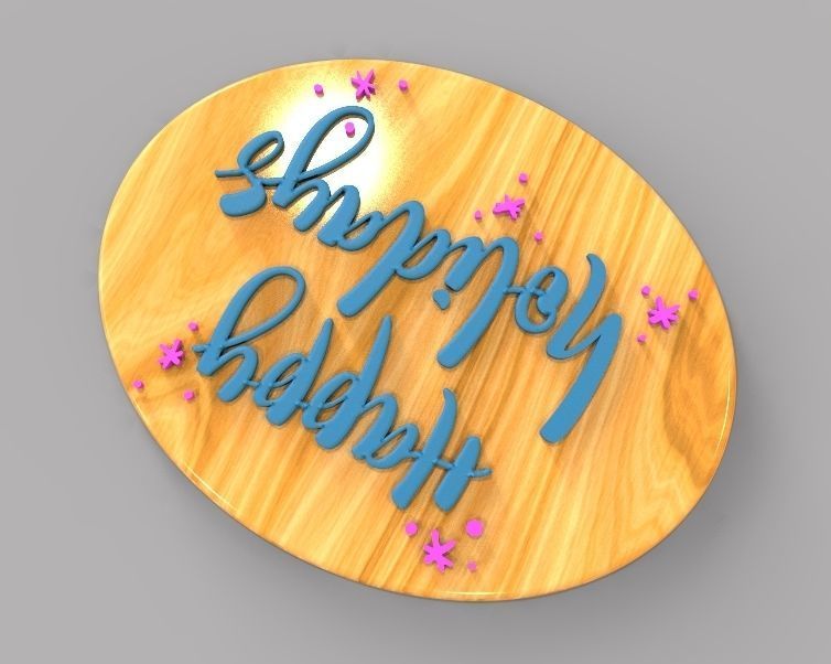 Holiday Greetings Plate 3D print model_4