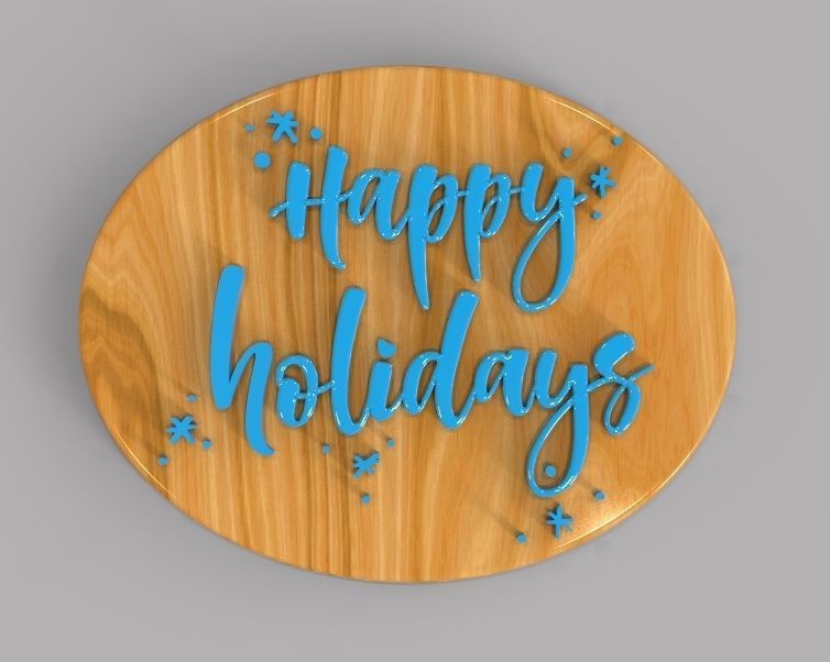 Holiday Greetings Plate 3D print model_15