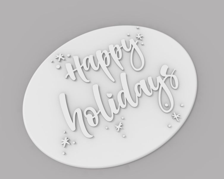Holiday Greetings Plate 3D print model_8