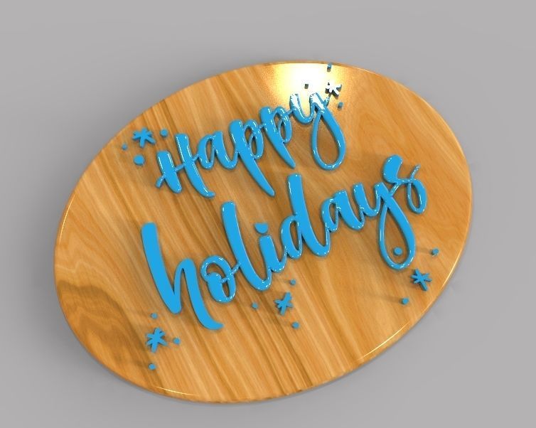 Holiday Greetings Plate 3D print model_16
