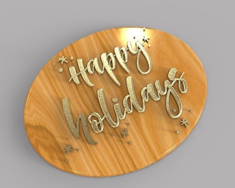 Holiday Greetings Plate 3D print model_6