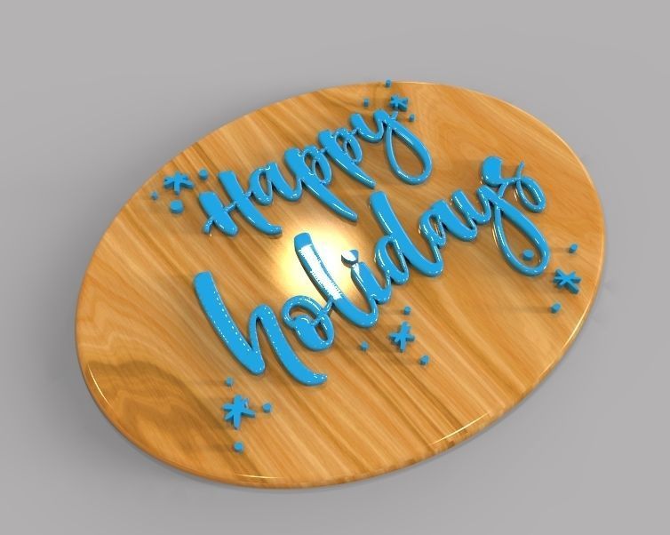 Holiday Greetings Plate 3D print model_17