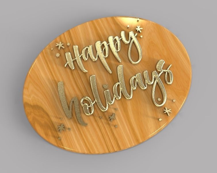 Holiday Greetings Plate 3D print model_10