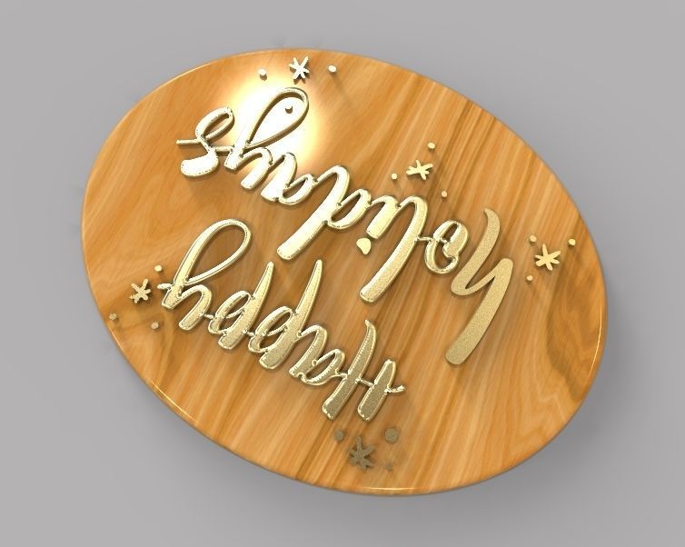 Holiday Greetings Plate 3D print model_5