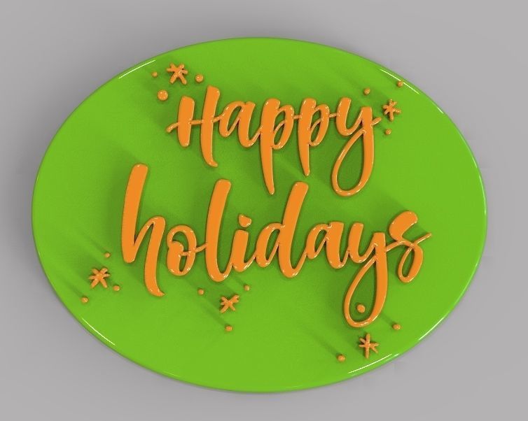 Holiday Greetings Plate 3D print model_23