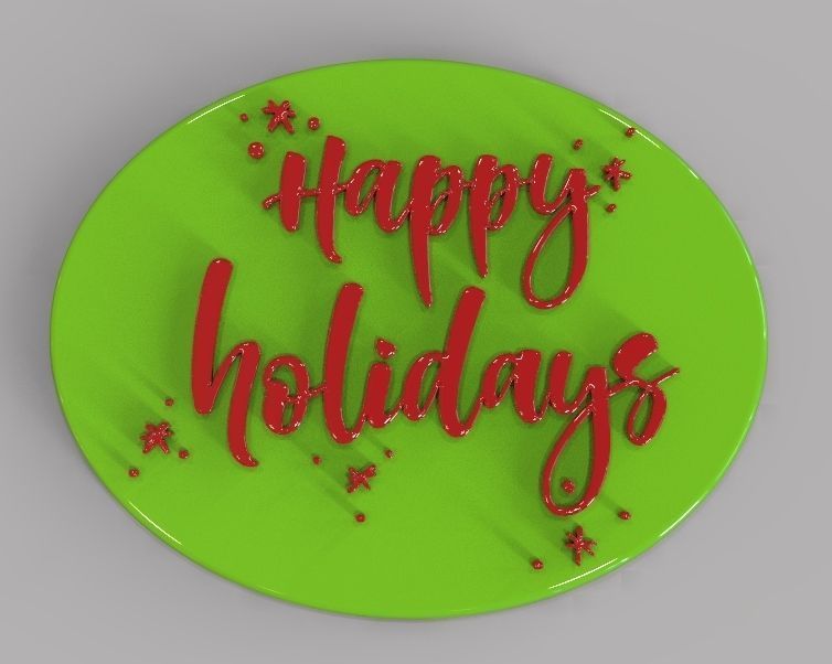 Holiday Greetings Plate 3D print model_22