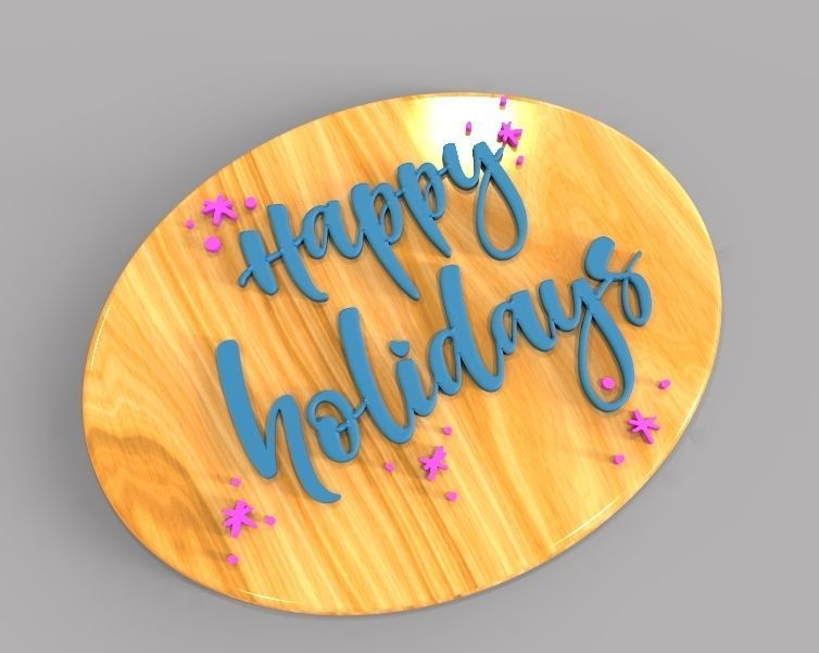 Holiday Greetings Plate 3D print model_1
