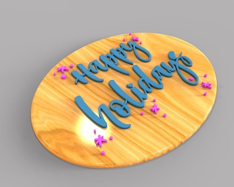 Holiday Greetings Plate 3D print model_2