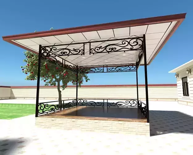 Besedka gazebo with metal roof