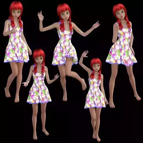 T7-LADY girl in floral dress