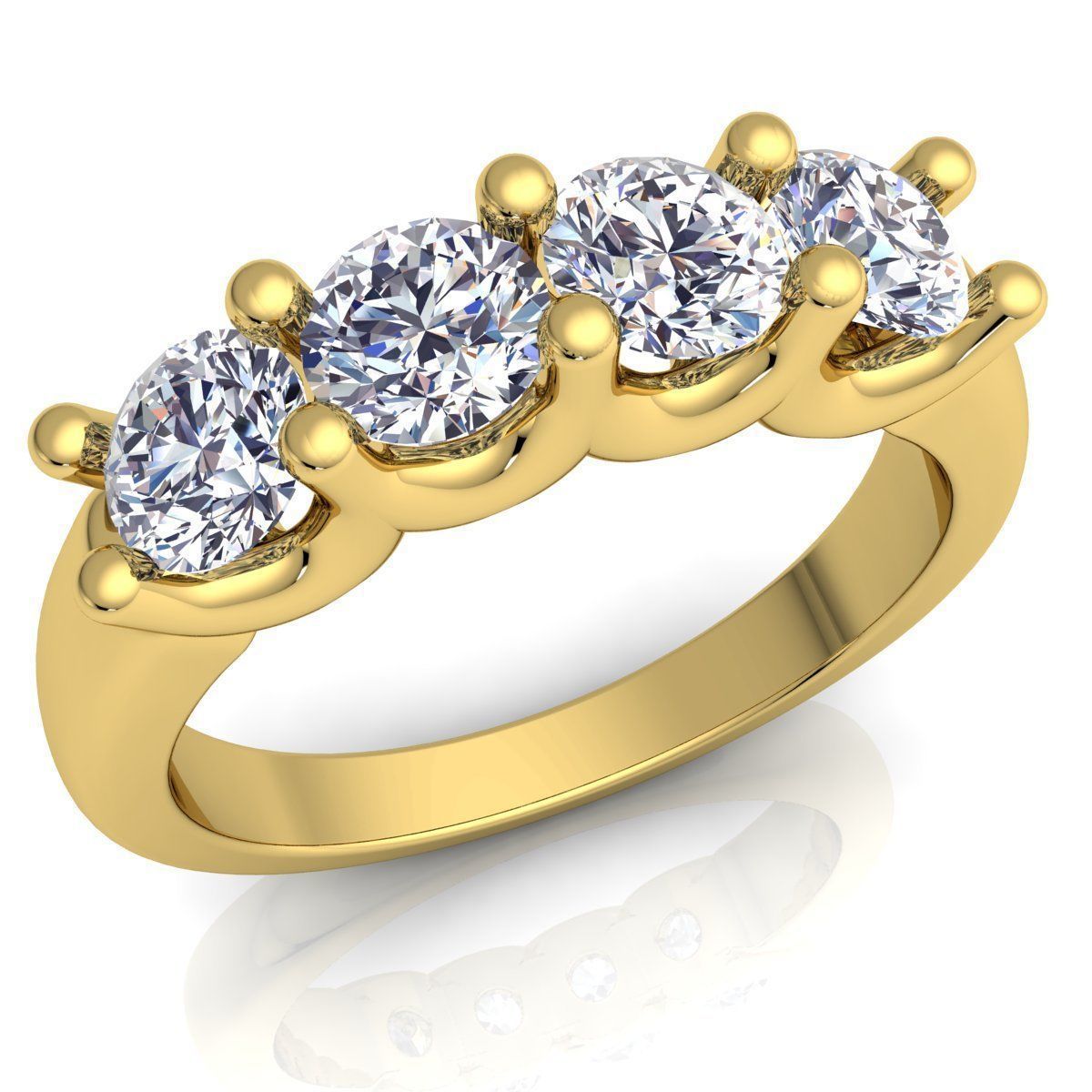 Fancy Four Diamond Ring 03 3D print model_1