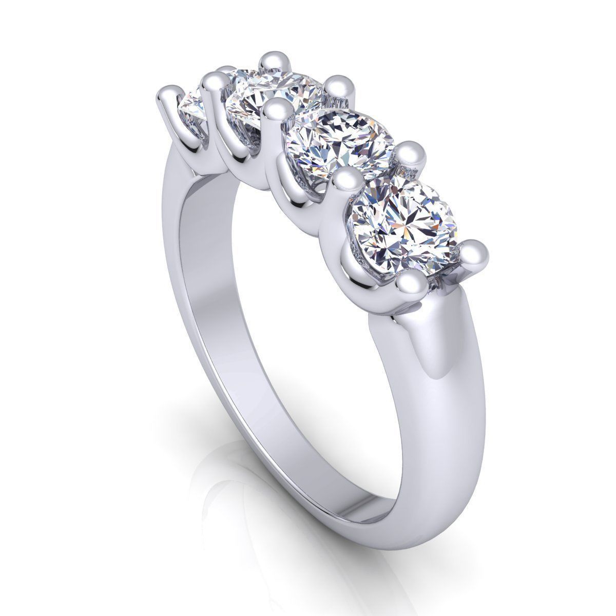 Fancy Four Diamond Ring 03 3D print model_4