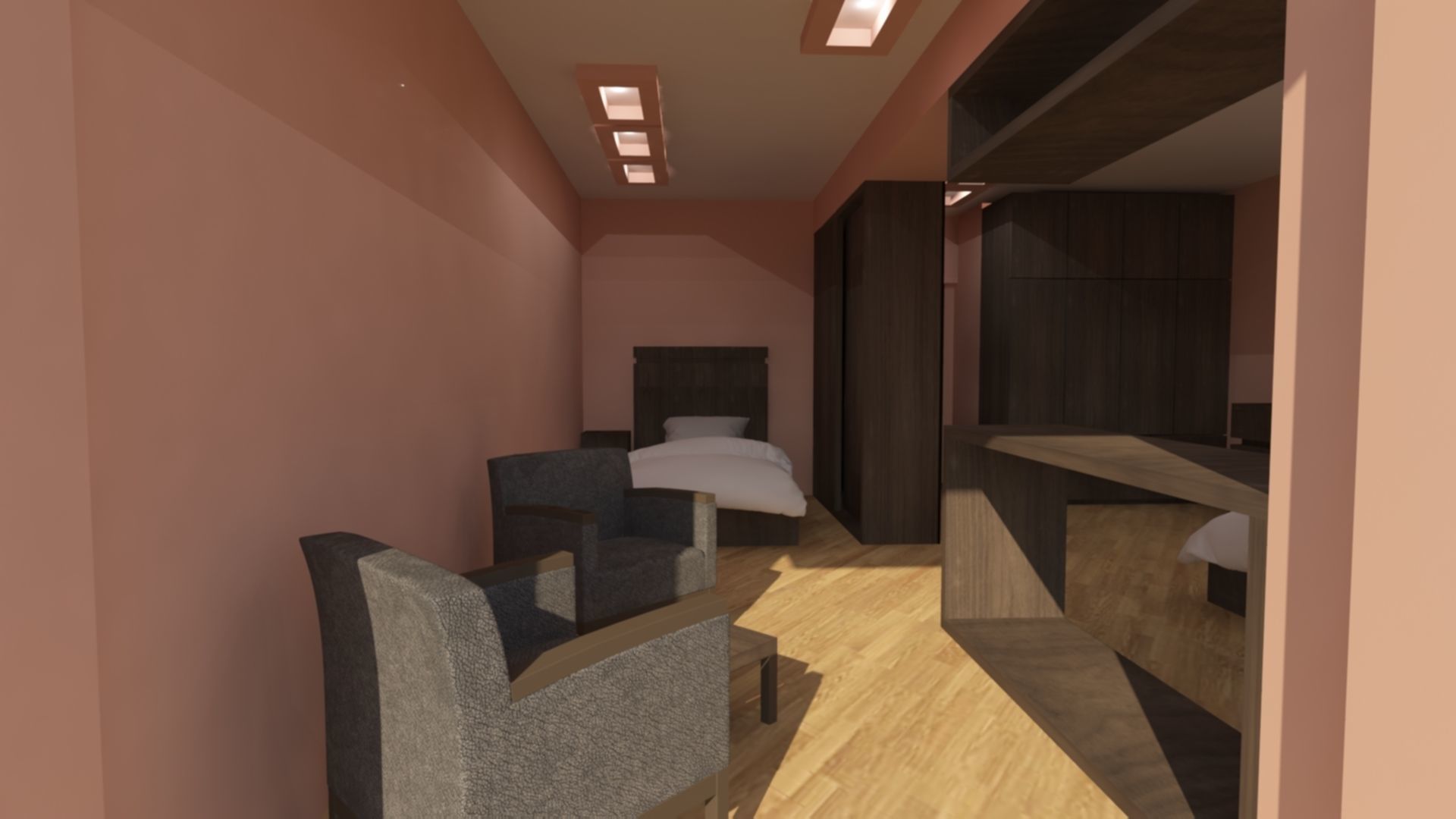 Bedroom and kitchen for new house 3D model_2