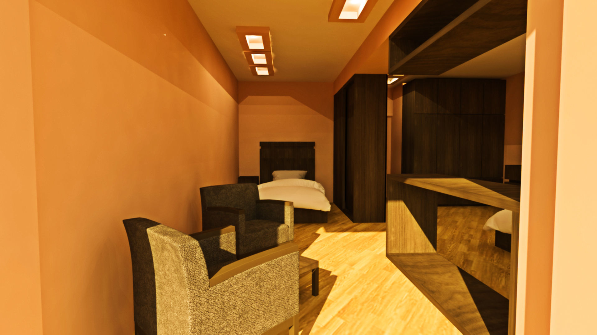 Bedroom and kitchen for new house 3D model_3