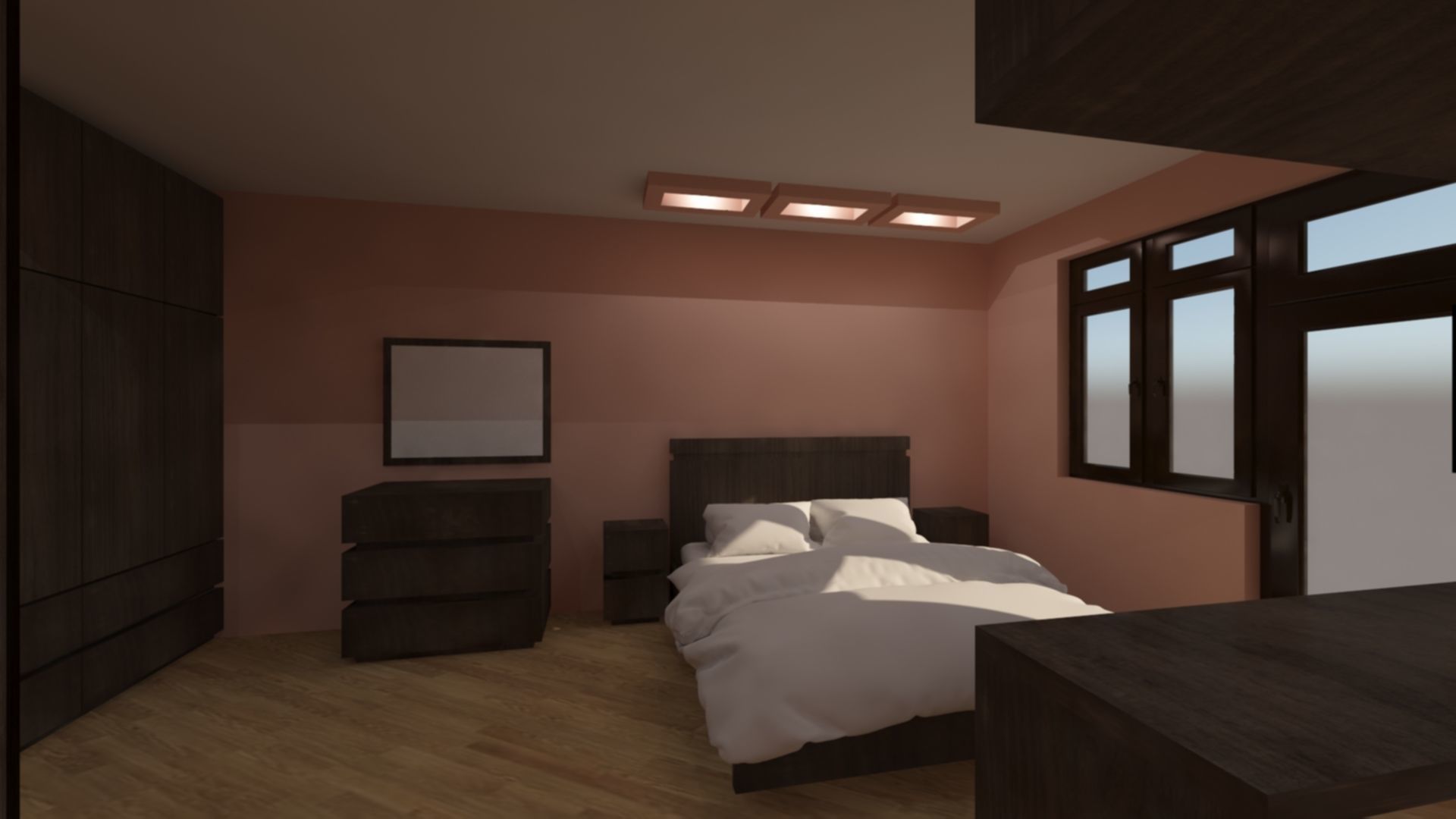 Bedroom and kitchen for new house 3D model_9
