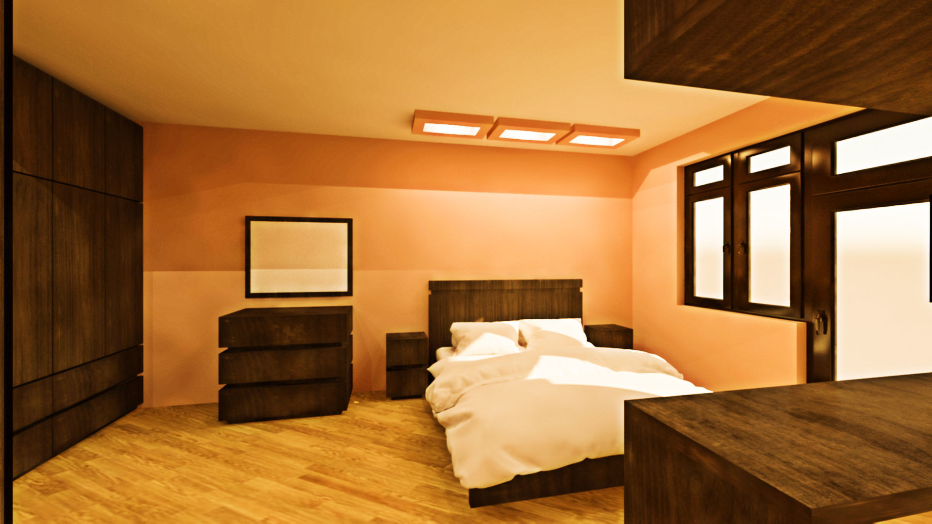 Bedroom and kitchen for new house 3D model_10