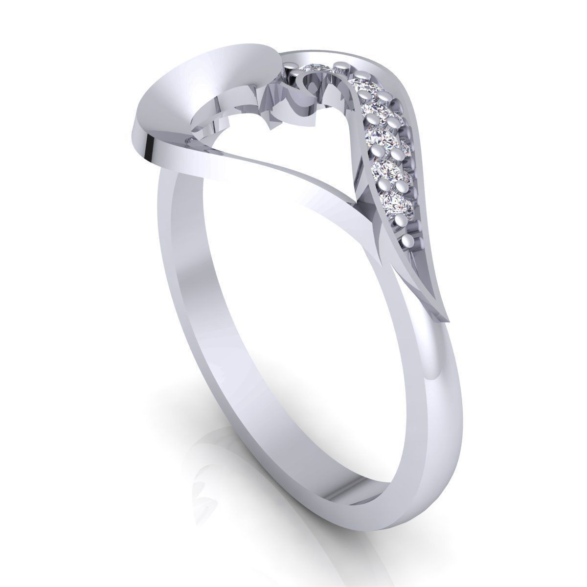 Woman Diamond Ring 25 3D print model_4