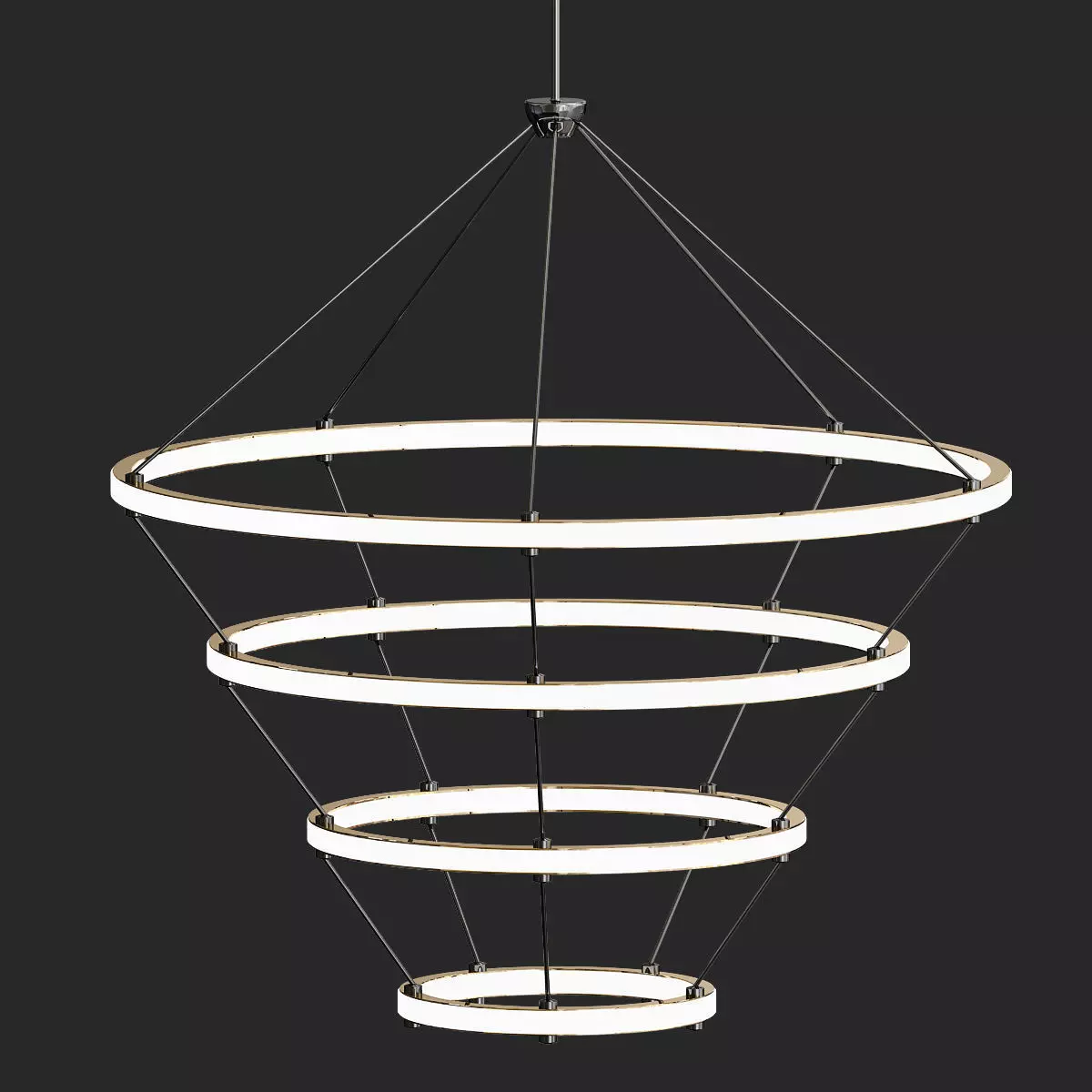 Halo chandelier 4 rings black von Roll Hill 3D model_0