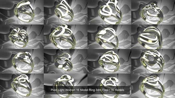 Plain Light Women 16 Model Ring 3dm Files 3D Model Collection