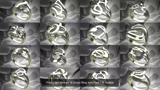 Plain Light Women 16 Model Ring 3dm Files 3D Model Collection