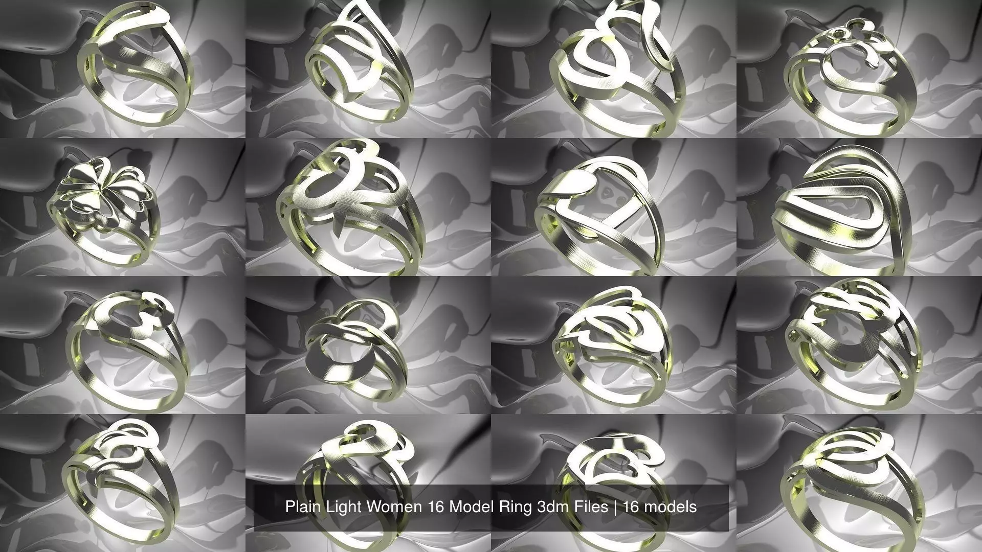Plain Light Women 16 Model Ring 3dm Files 3D Model Collection_0