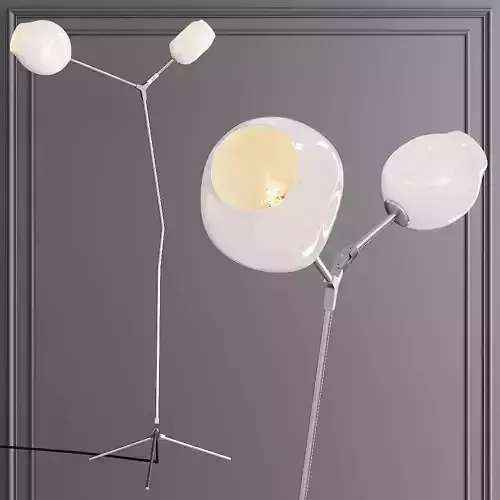 Branching Bubble Floor Light Satin Nickel and White Glass