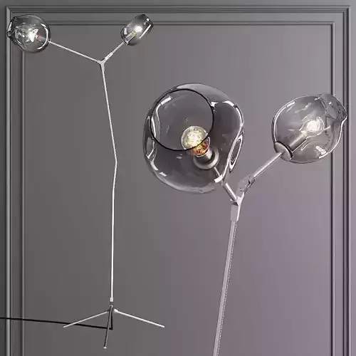 Branching Bubble Floor Light Satin Nickel and Gray Glass