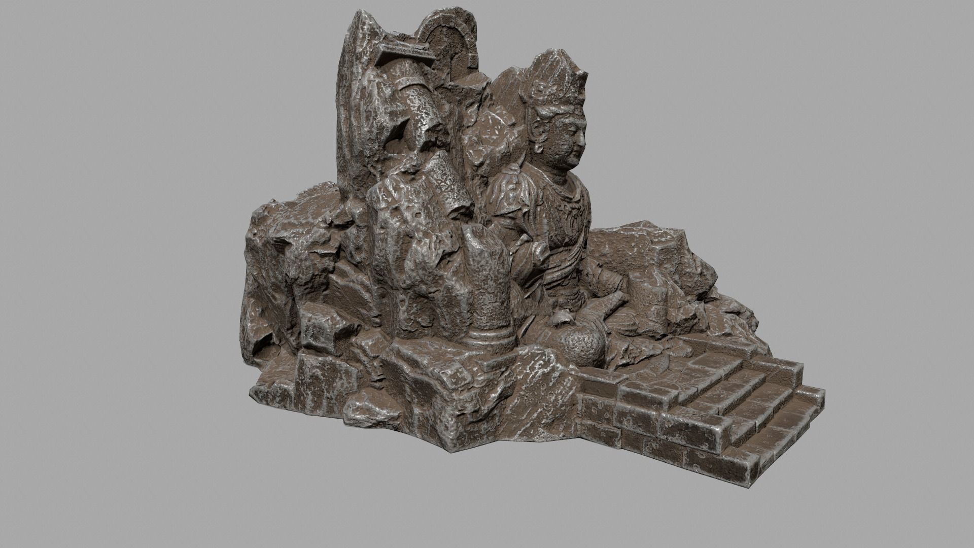 buda rock Low-poly 3D model_1