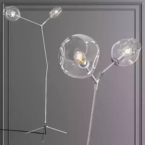 Branching Bubble Floor Light Satin Nickel and Clear Glass